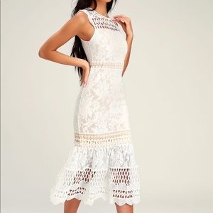 Charlee White Lace Sleeveless Midi Dress